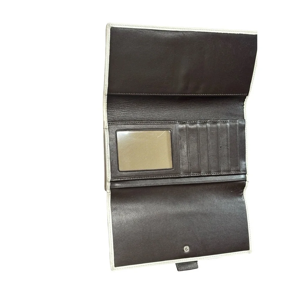 Coach Soho White Leather Buckle Slim Envelope Wallet OS Silver Hardware